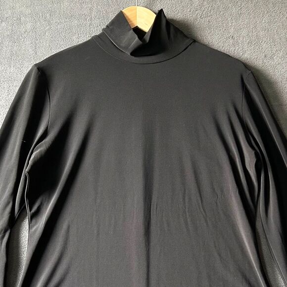 Norma Kamali Turtleneck Black Stretch Knit Neck Zip Long Sleeve-Women's Size XL - Picture 1 of 7